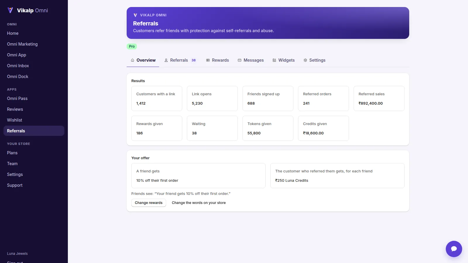 Referrals overview: links, friends and rewards